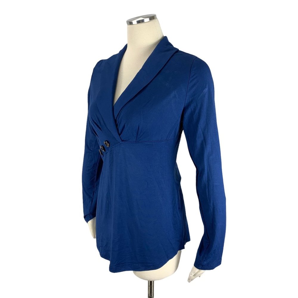 Ninedaily Large NWT Top Wrap Blue Fitted Slimming L Stretch - Picture 3 of 7